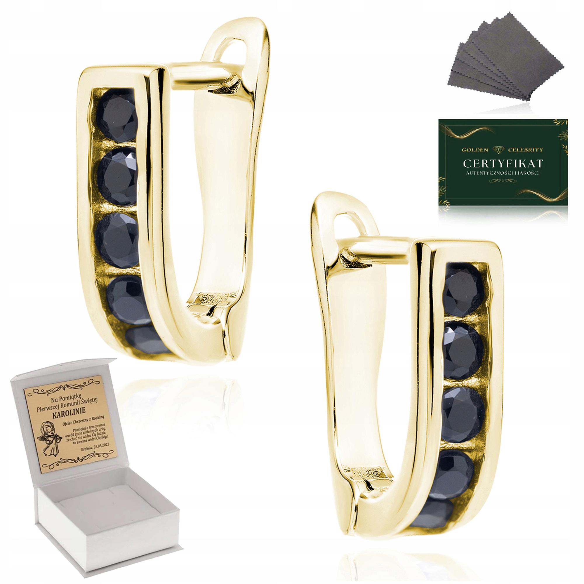 Elegantní Náušnice Pro Děti 585 Stříbrné Náušnice 14K 925 Zirkony Gravírování