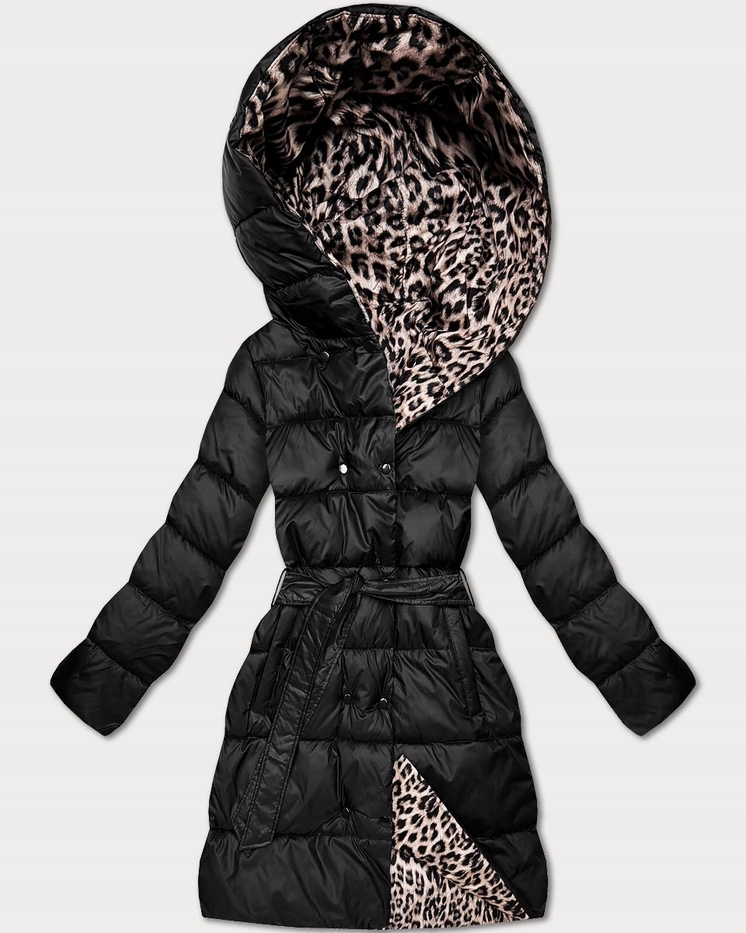 Zimní Bunda 2V1 6008 Černá/panterka 46