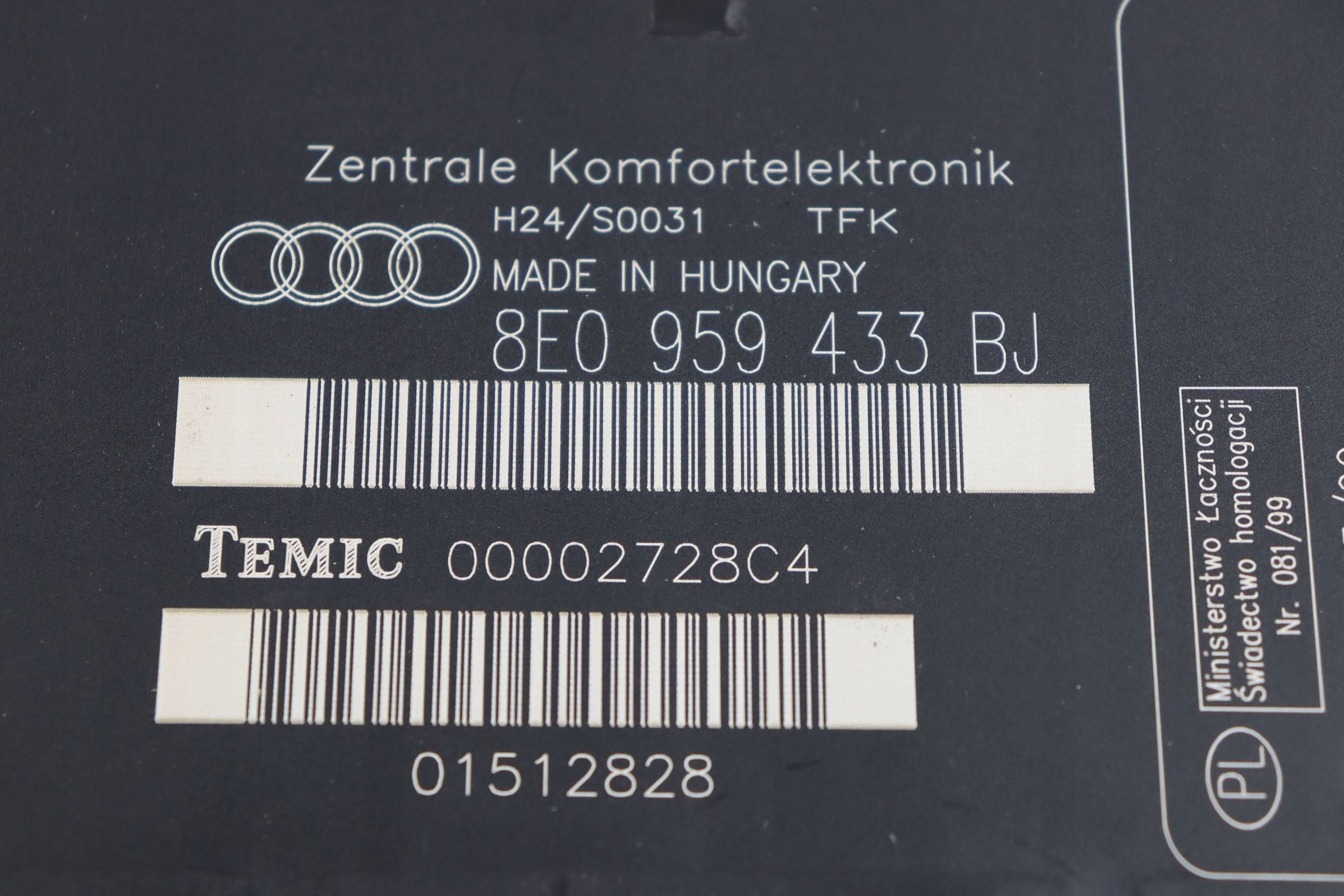 AUDI A4 B6 B7 control unit comfort control unit + WTYCZKI 8E0959433BJ