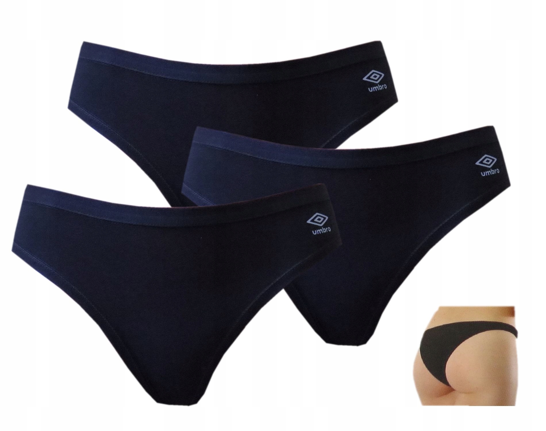 

3szt Figi damskie Umbro Brazilian bawełna czarne S