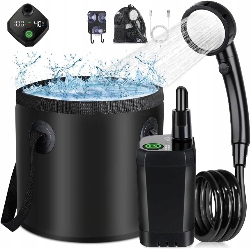 Přenosný kempingový sprchový kout 6000 mAh, mobilní displej teploty