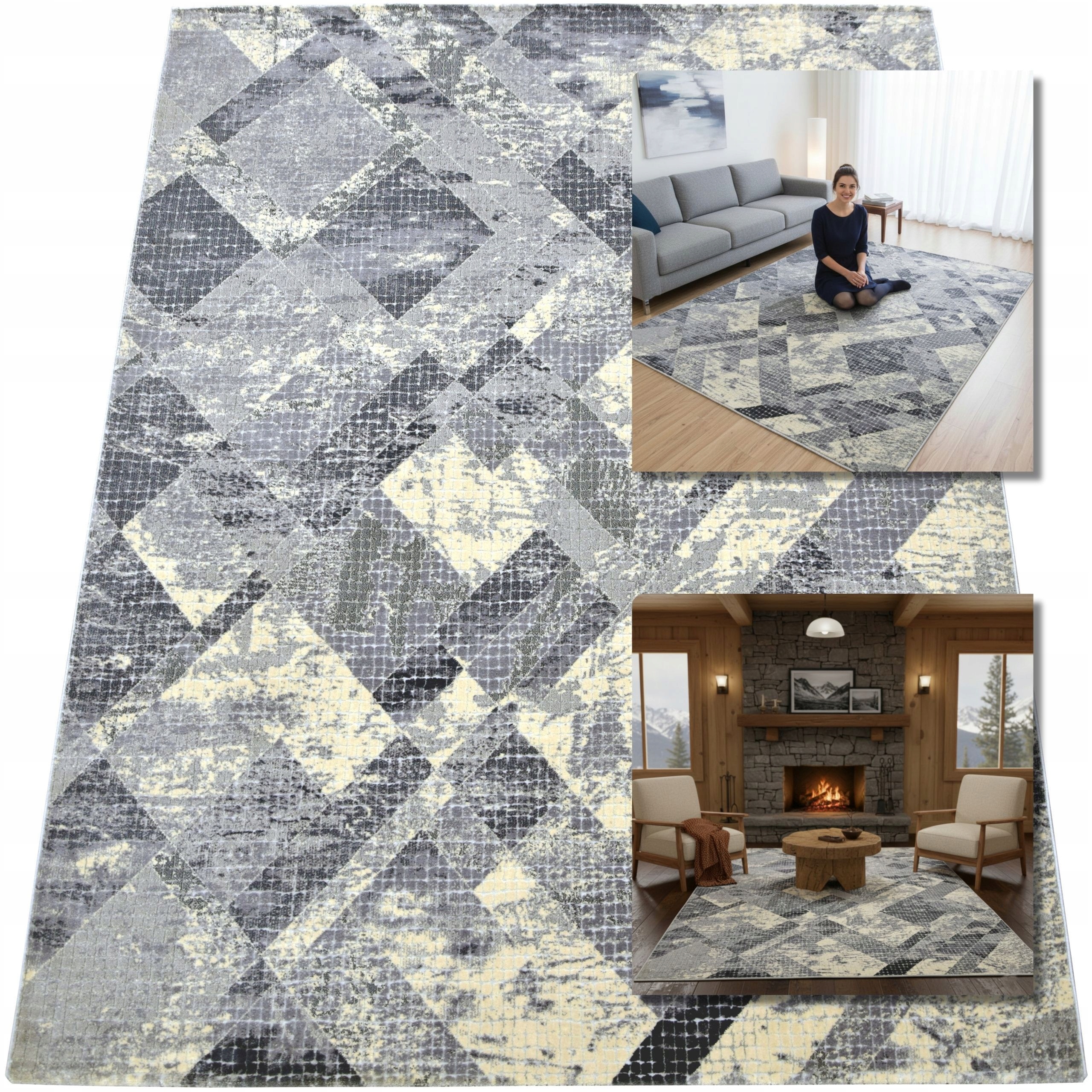 Koberec 116x180 cm Klasický Šedý Valencia Koberce Do Obývacího Pokoje Glamour Boho