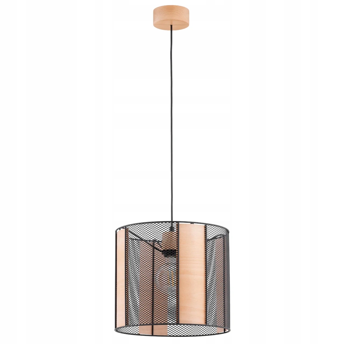 Alfa Závěsná dřevěná lampa E27 15W Netis Alfa Světlé dřevo/Černá