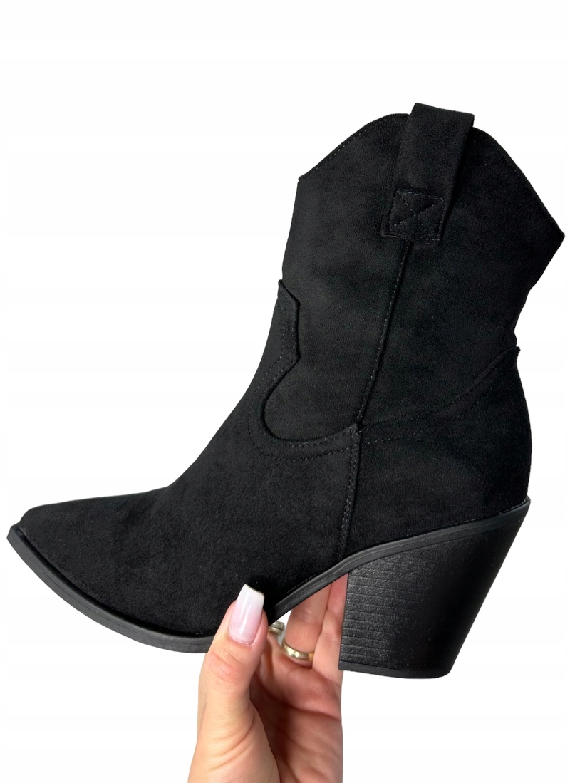 Jarní Krátké Kozačky Kotníkové Boty Kovbojské Boty Semišové Boty Černé Dámské 36