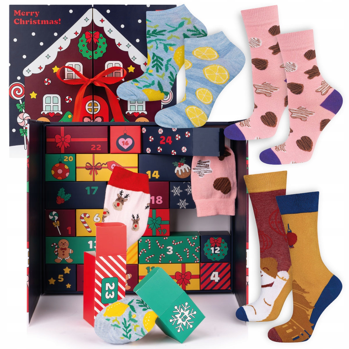 Dámské ponožky Soxo adventní kalendář, 12 kusů, vánoční dárek , 35-40