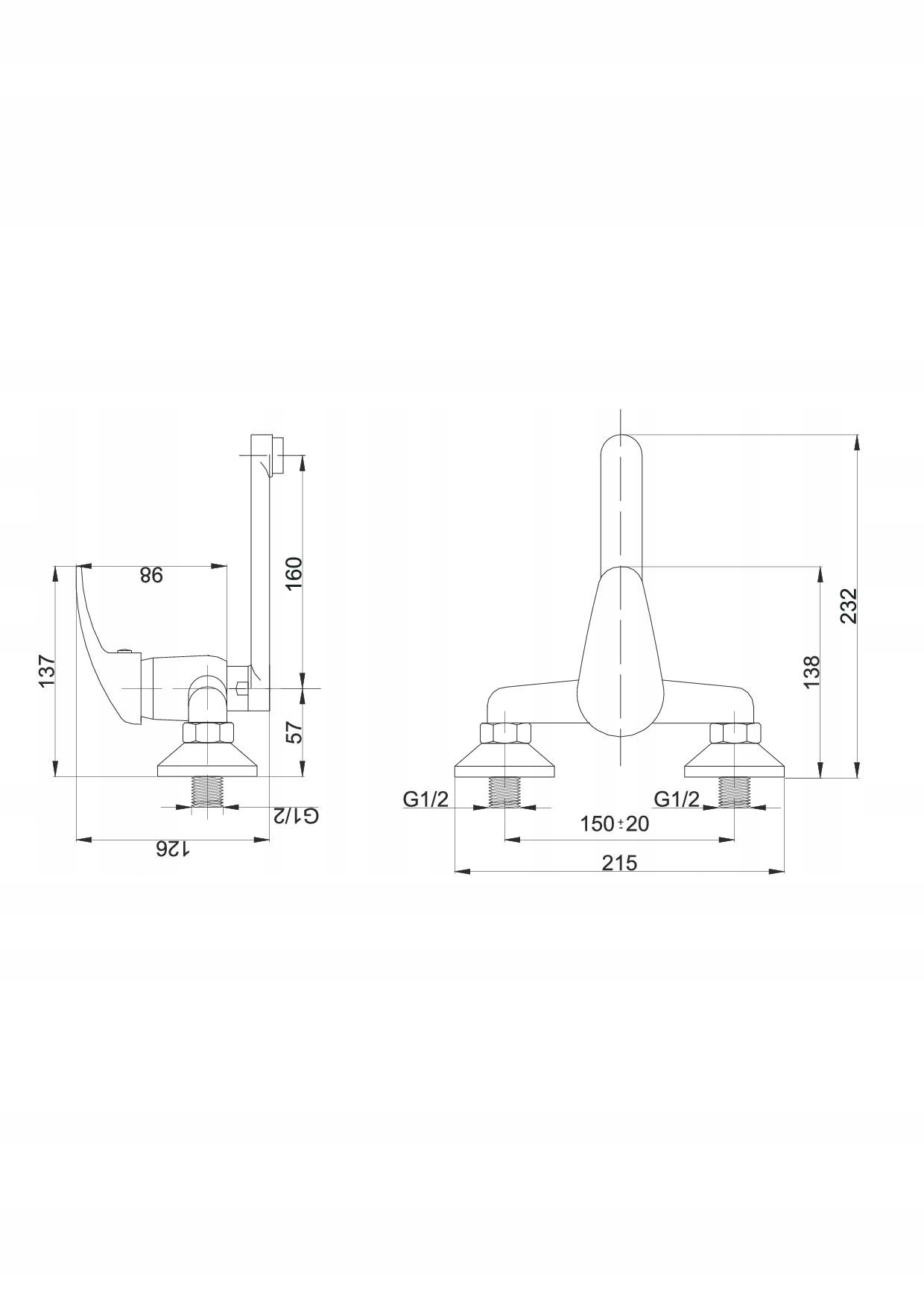 Hydroland Nano bateria umywalkowa ścienna chrom Kod producenta B632