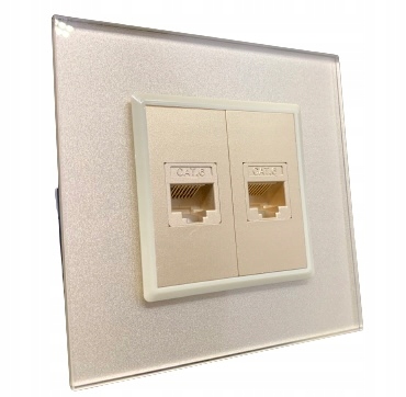 

Gniazdo Gniazdko Lan RJ45 podwójne Szklane Złote