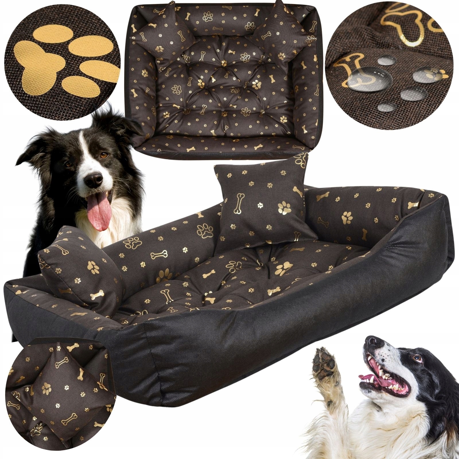 Levně Pelíšek Pro Psa Voděodolné Kotec Vzor Zlaté Kosti Střední Psi 100x75cm L