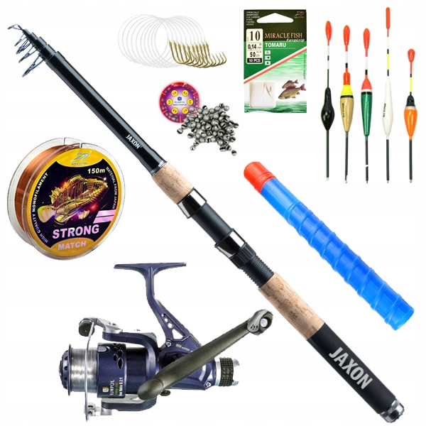 zaawansowany Zestaw Wędka Jaxon Kołowrotek Żyłka Spławiki płoć leszcz z94