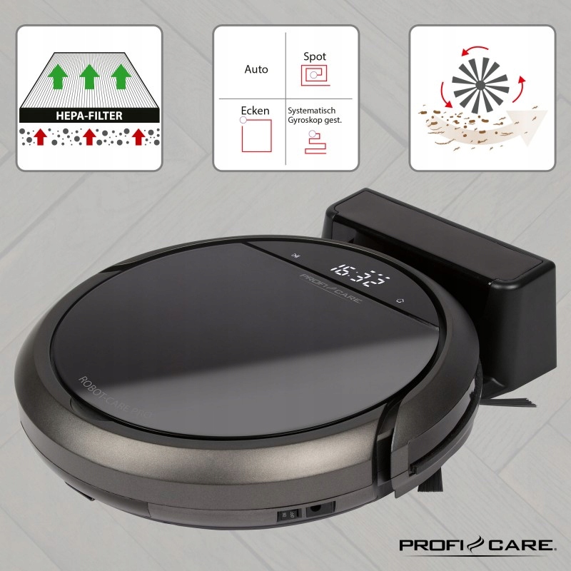 ODKURZACZ ROBOT SPRZĄTAJĄCY ODKURZAJĄCY WIFI PILOT Kolor dominujący czarny