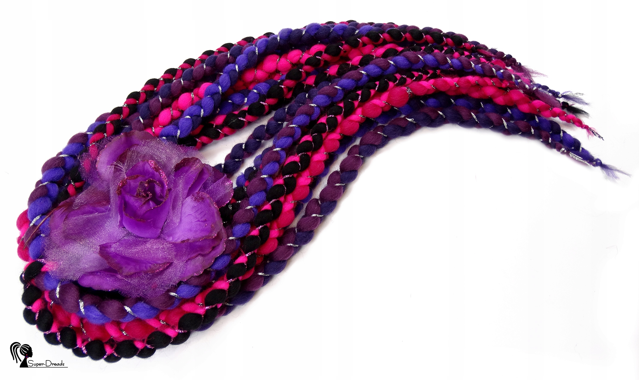 Vlněné copánky, fialová růžová, Purpurová Rock And Roll, 5 kusů