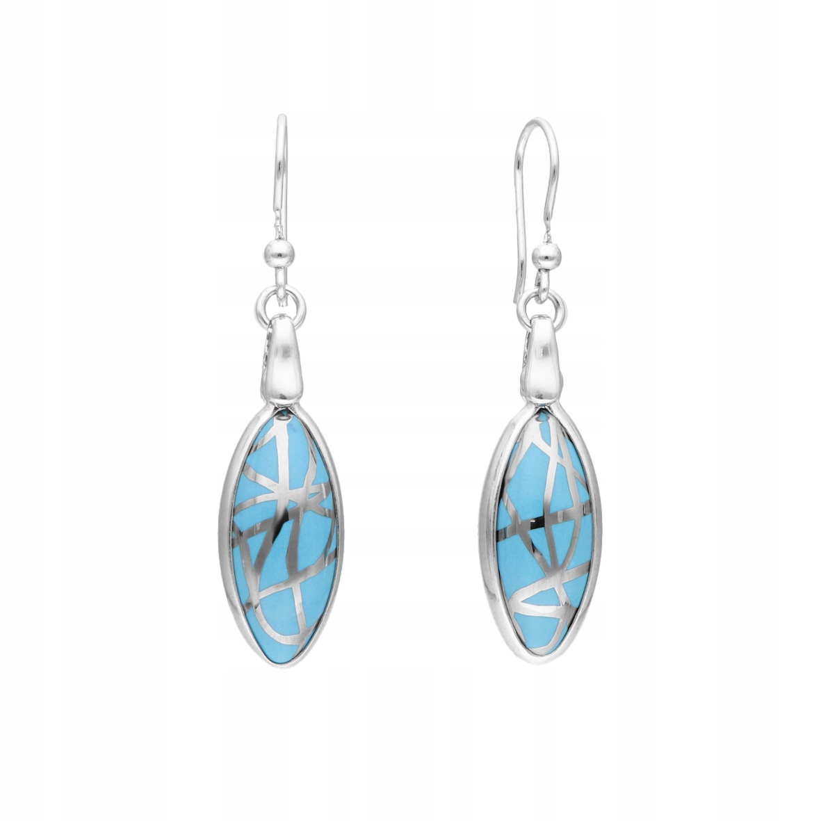 Stříbrné Náušnice Rhodiované Malované Modré