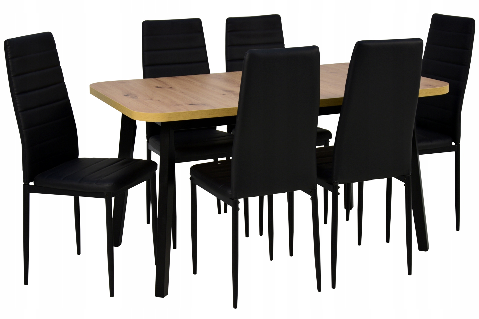 Stół 80x140/180 cm BLAT DĄB ARTISAN +6 krzeseł EKO