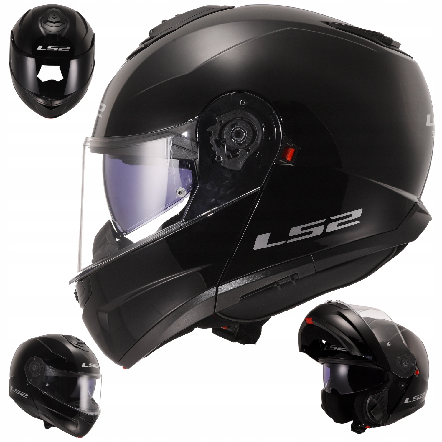 Kask Motocyklowy LS2 FF908 Strobe II Szczękowy Czarny Połysk L