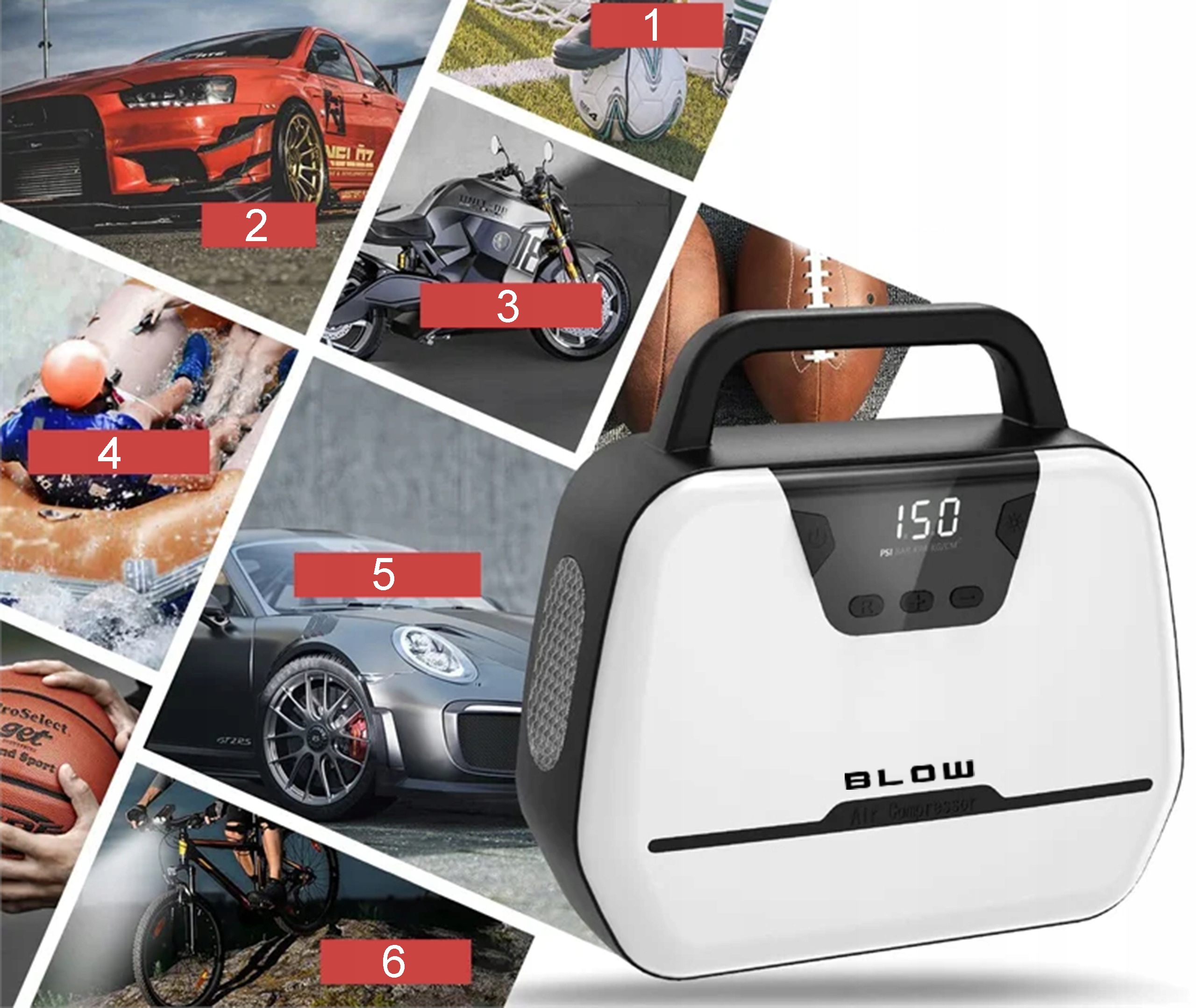 KOMPRESOR SAMOCHODOWY SPRĘŻARKA POMPKA ELEKTRYCZNA ROWEROWA PRZENOŚNA 12V Kod producenta 44-280#