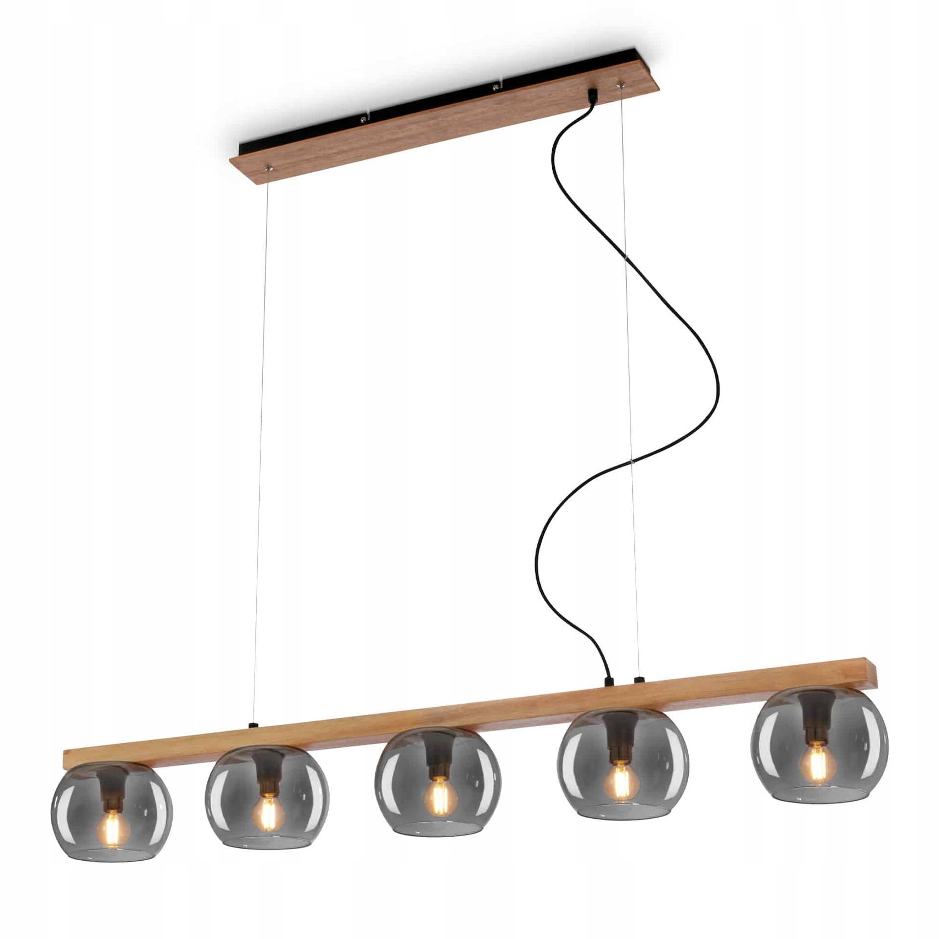 Závěsné svítidlo Briloner 5x E14 max 10W, 112 cm, IP20 dřevo