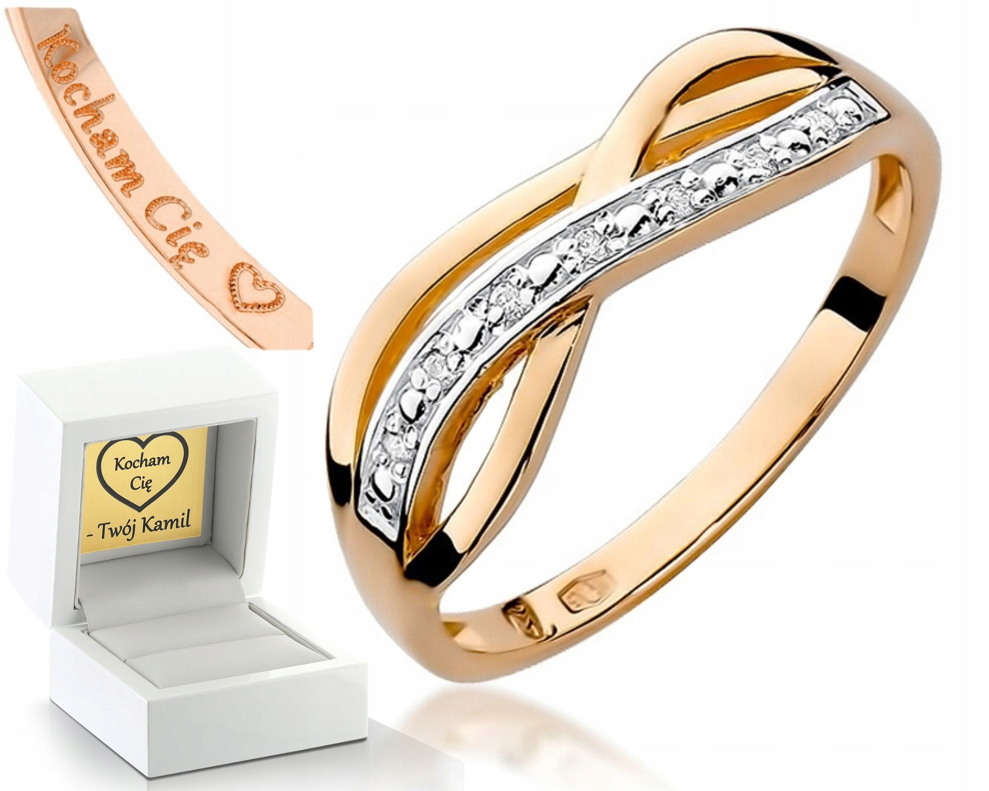 Prstýnek Briliant 0,06 Ct Růžové Zlato Gravírování 585 Zlato Jako Dárek