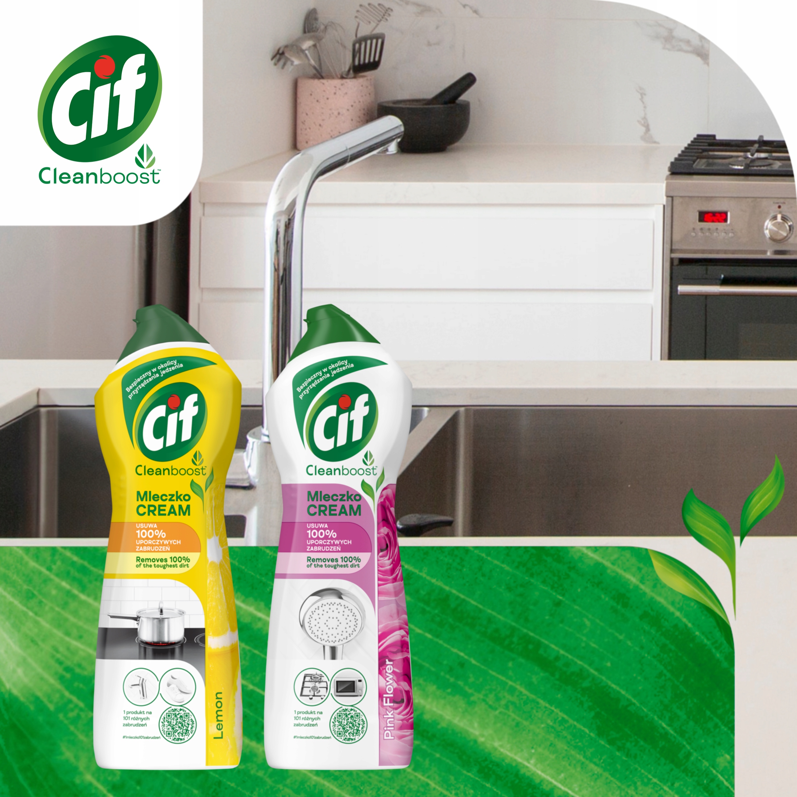 Cif Cream Mleczko do czyszczenia MIX Lemon Pink 2x780g Marka Cif