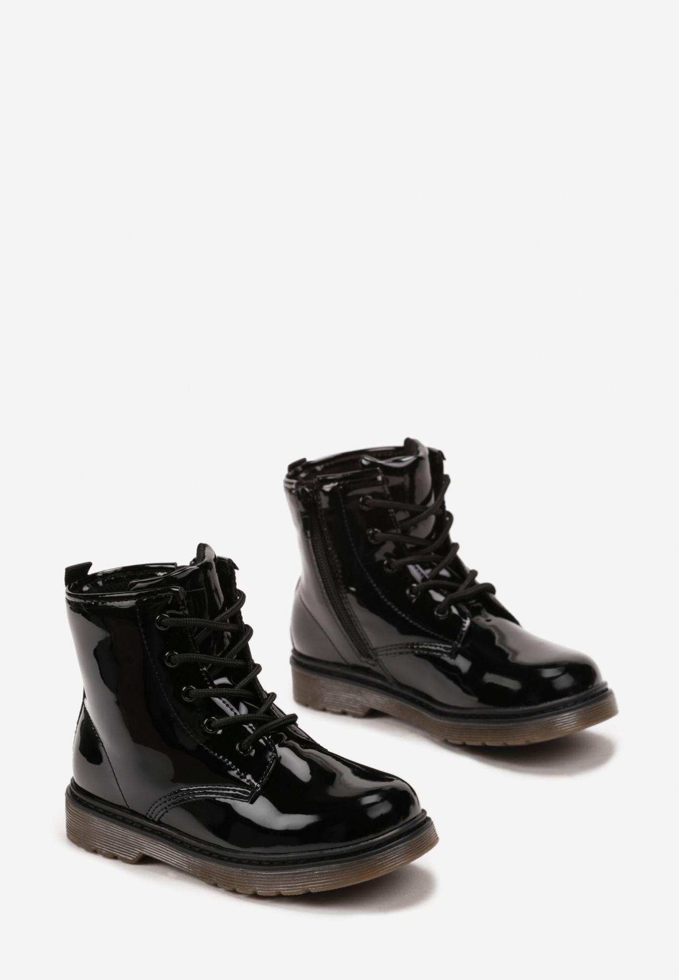 Born2Be Czarne Botki 30 Zima Lakierowana ekoskóra