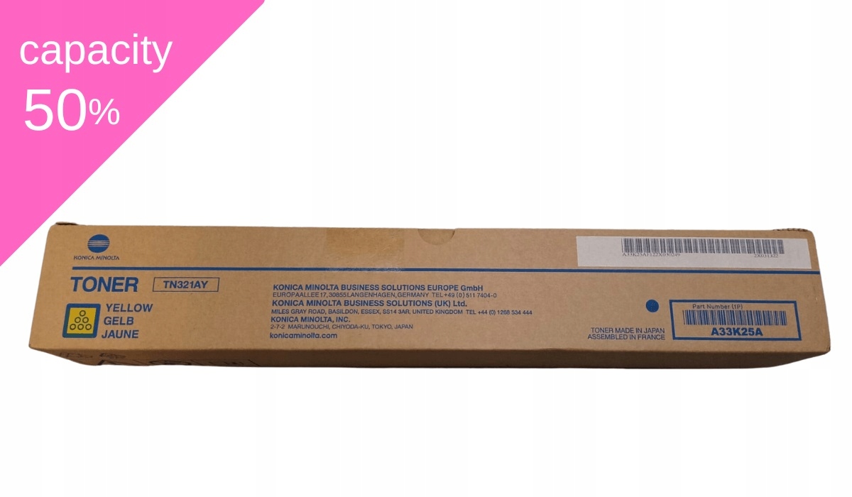 Toner Konica Minolta TN-321 A33K25G Y Originál C224 C224e C284 C284e malý