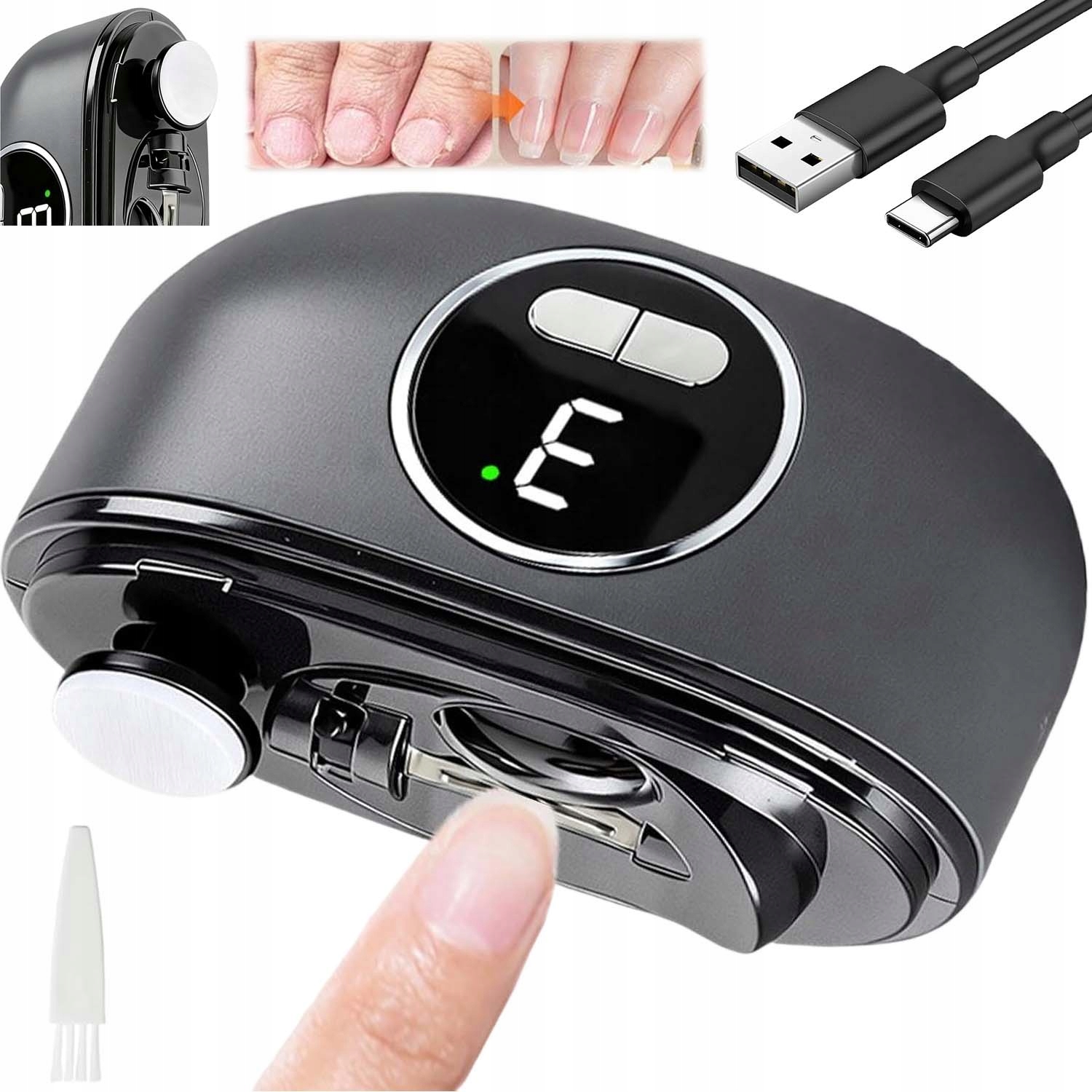 Automatické Elektrické Kleštičky/pilníky Na Nehty 3V1 Přenosné Usb