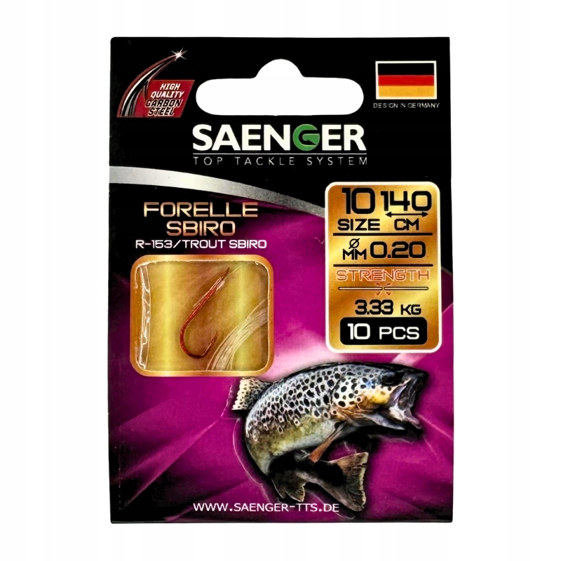 Saenger Przypony wiązane Trociowe 140cm 0.20mm rozm. 10