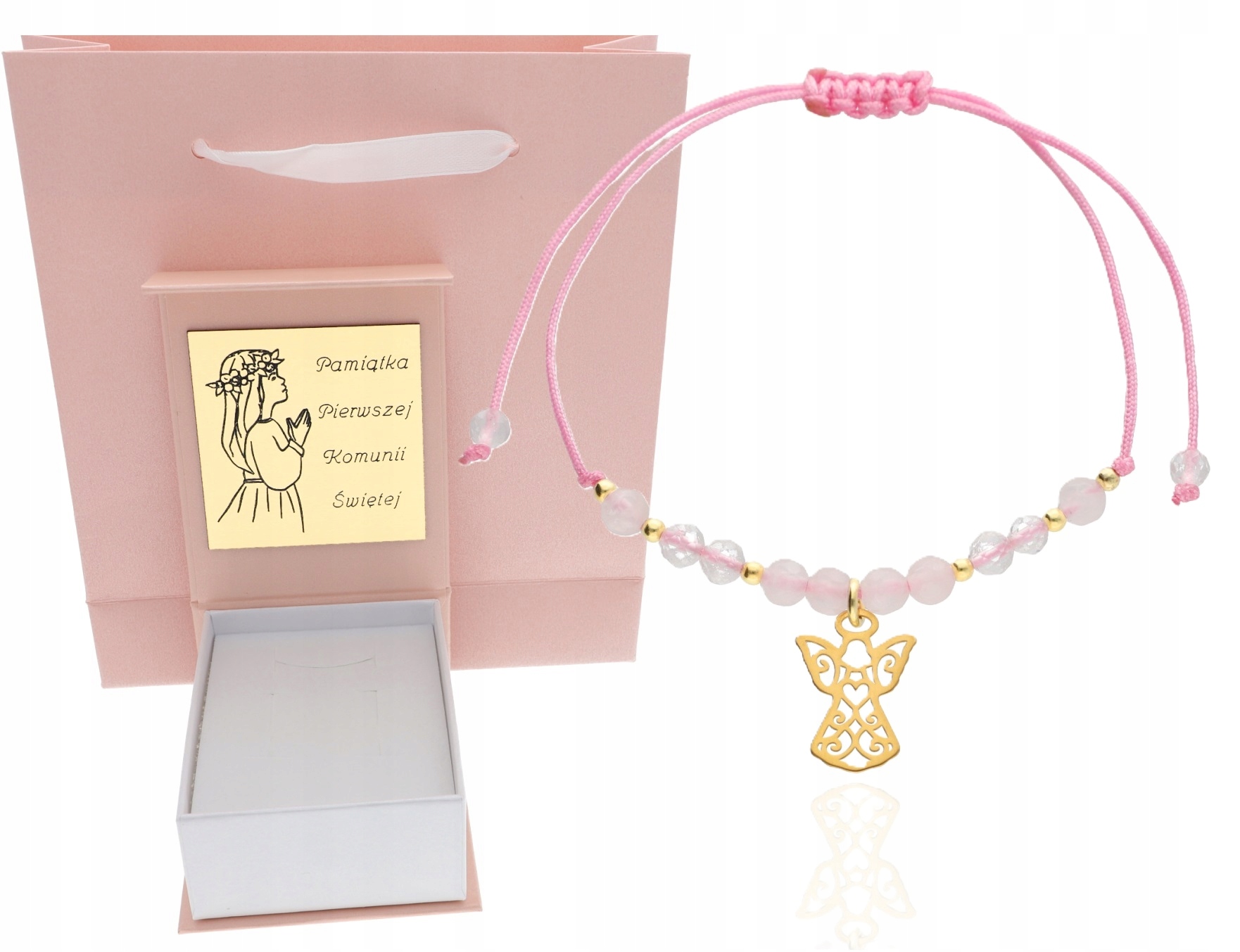 Náramek s andělem Anděl strážný anděl prolamovaný kameny Gravírování