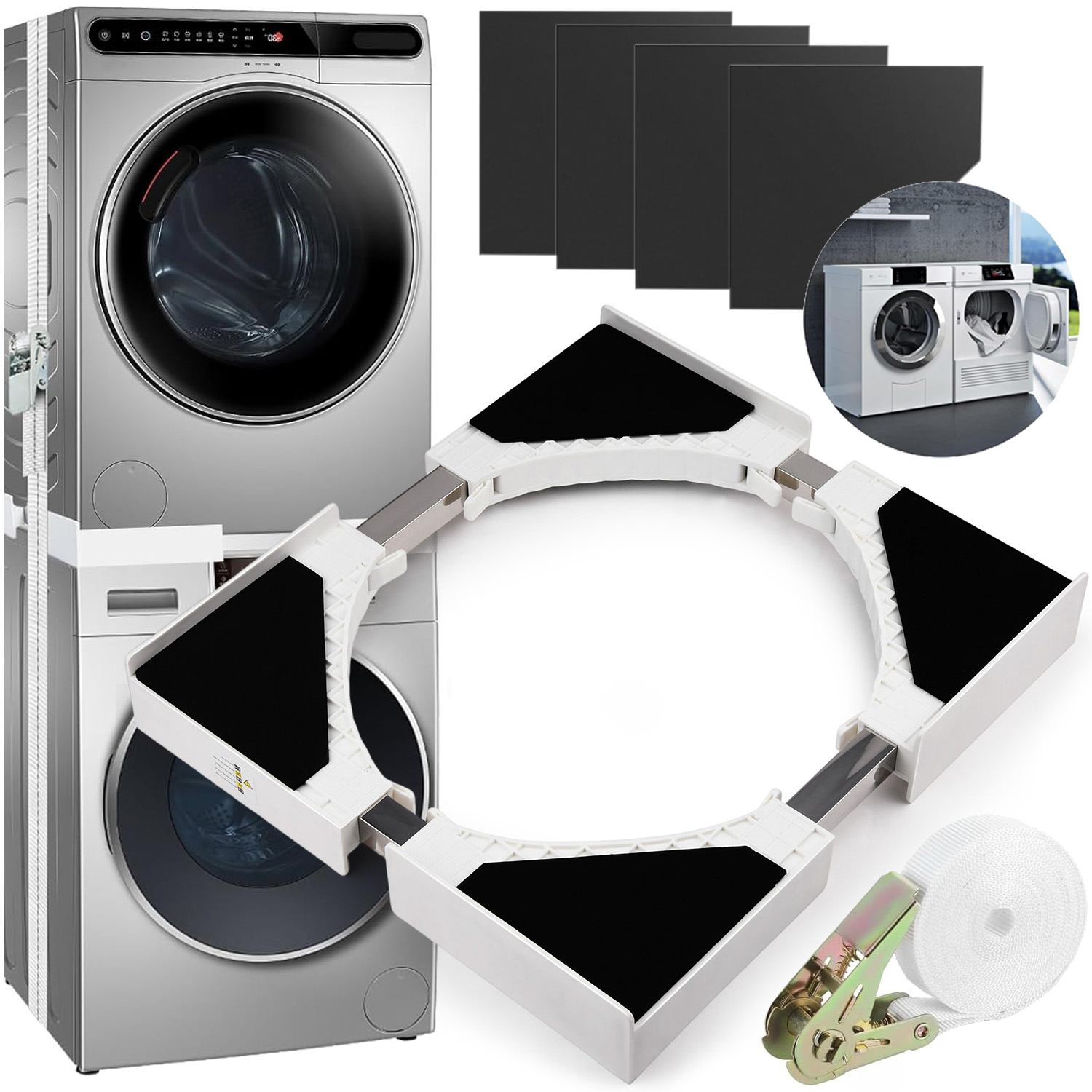 Łącznik Pralki Suszarki Uniwersalny Szerokość 46 Do 66CM Antywibracyjna Pas