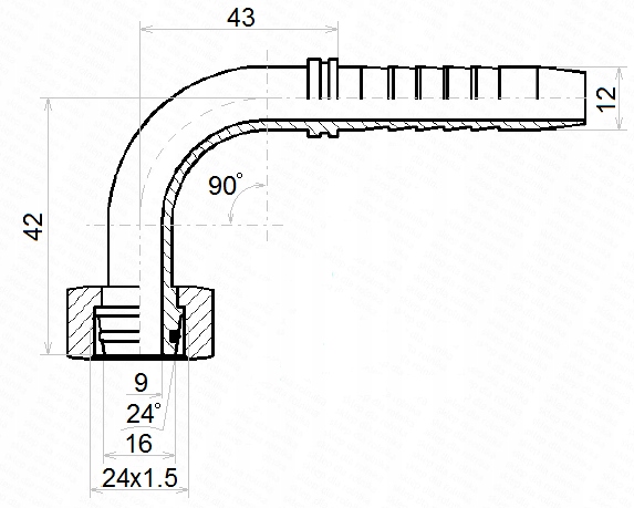 DKOL-90 ZAKUCIE DN12 1-2SN M24x1.5 HYDROLIDER Numer katalogowy części 4.06.12.024
