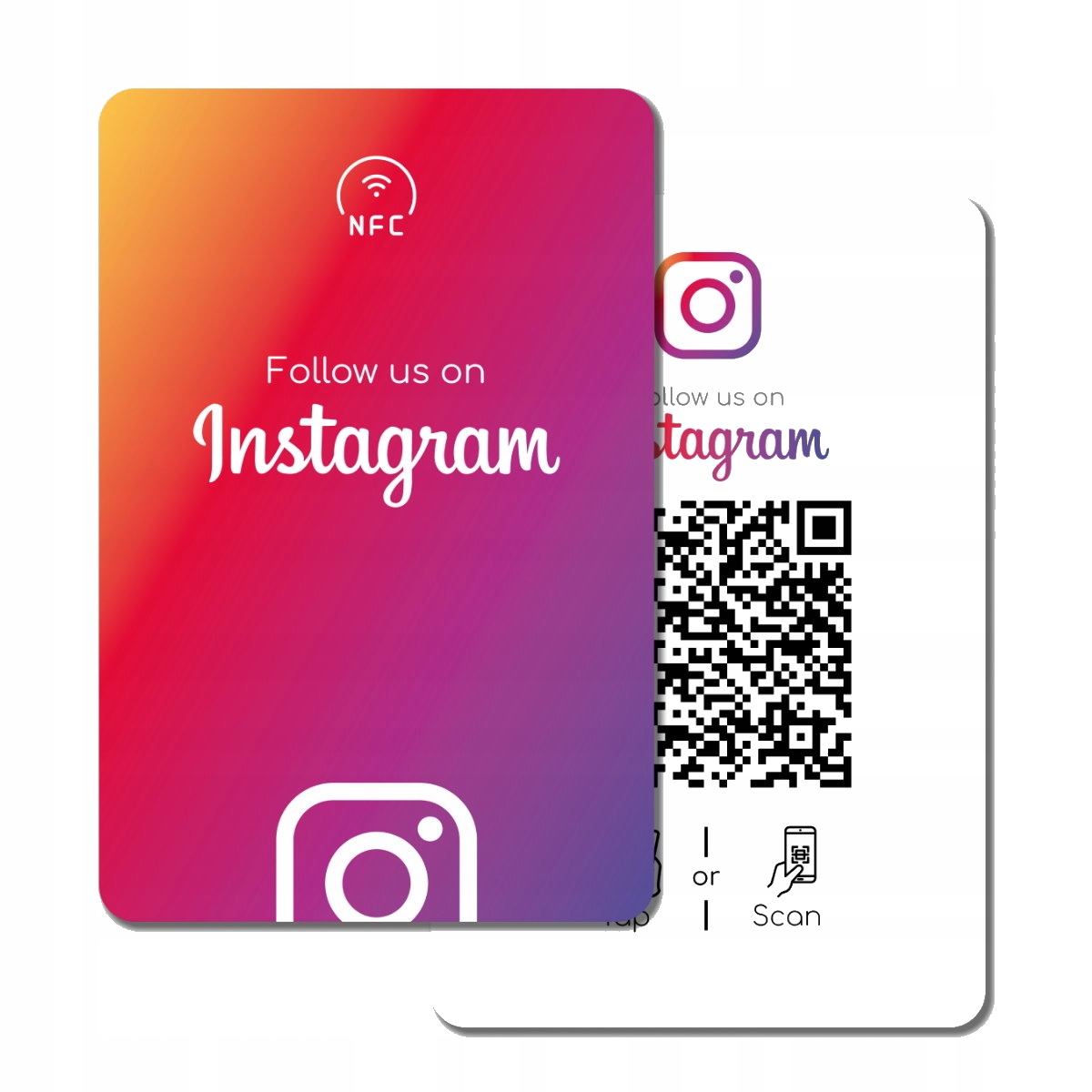 Karta NFC Wizytówka obserwujący śledź nas na INSTAGRAMie chip kod QR