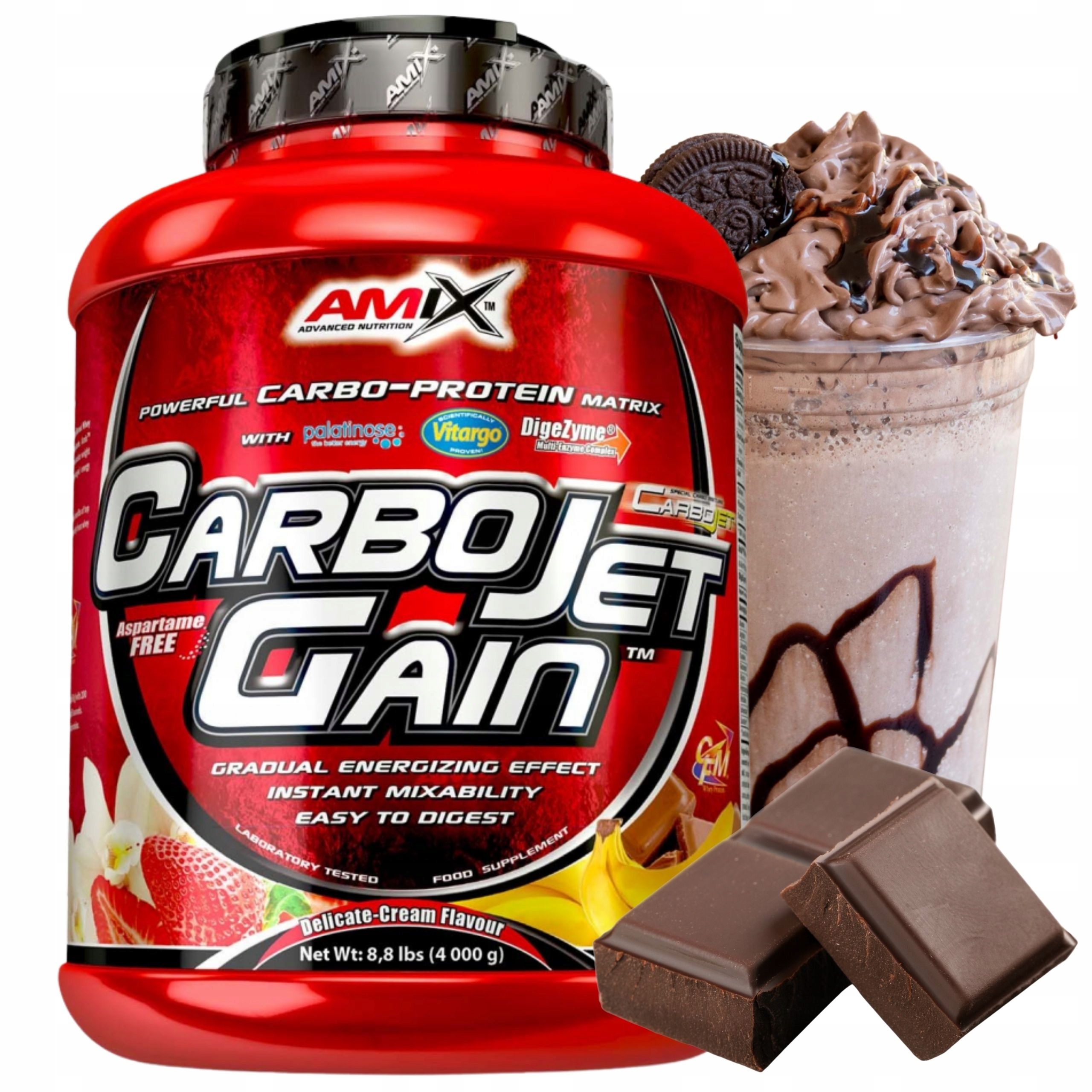 Amix Carbojet Gain Doplněk Stravy na svalovou hmotu Bílkoviny Cfm Sacharidy 4000 g