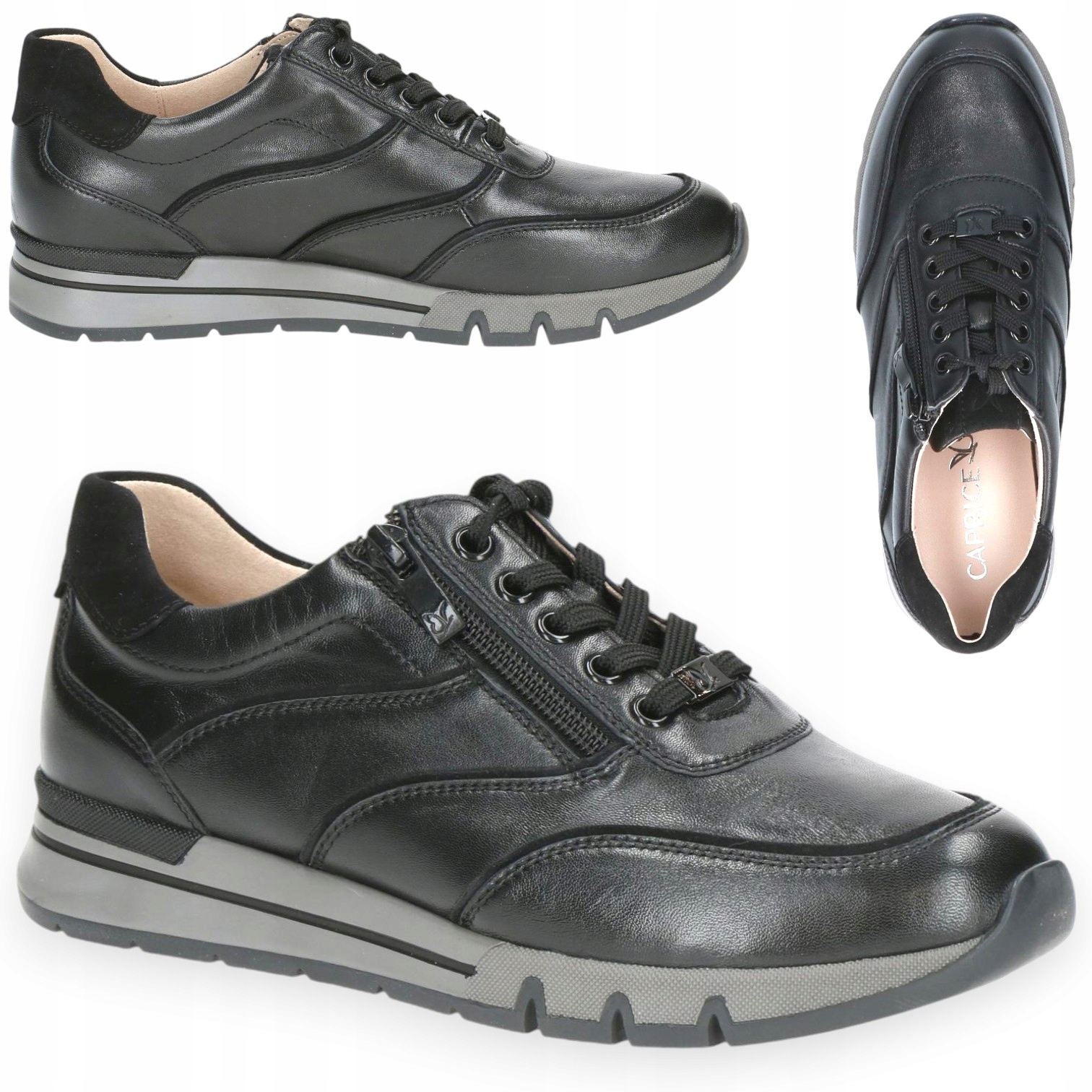 Dámské kožené polobotky Caprice pohodlné Sportovní tenisky černé módní 38