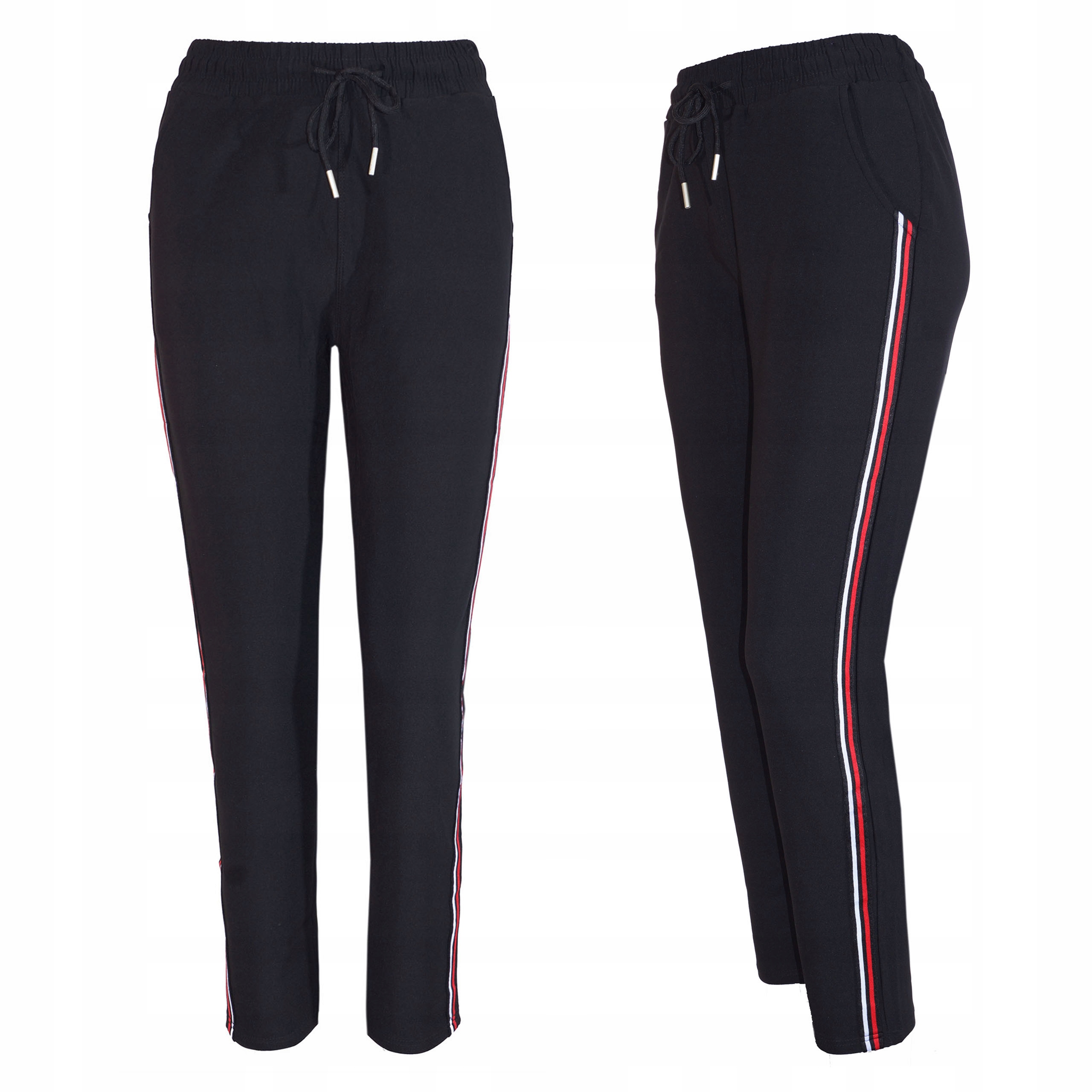 

Zwężane Spodnie Dresowe Lampasy 40/42