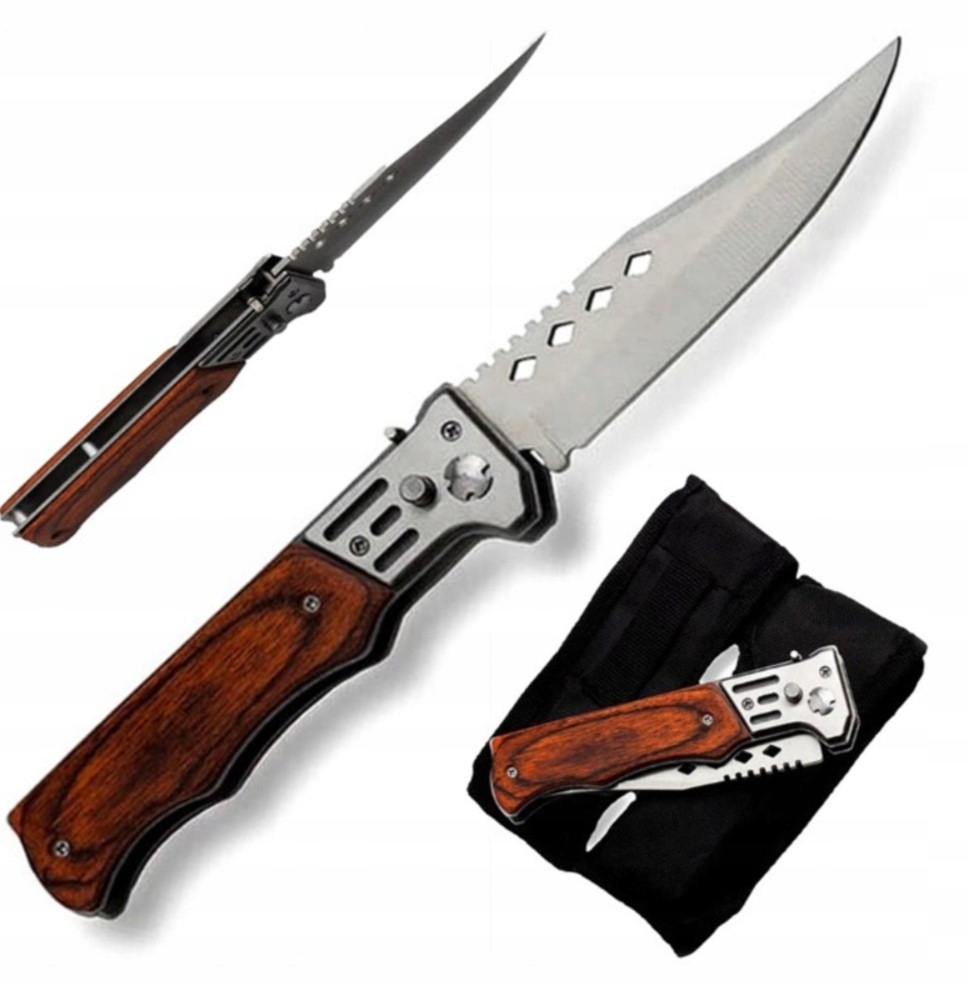 Nóż Sprężynowy Drewniana Rączka 21 cm B-squl