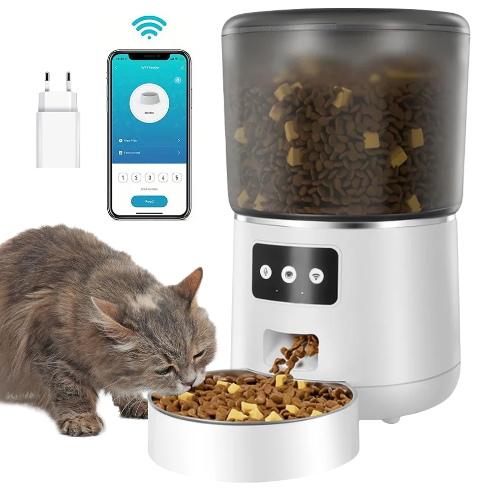 Levně Automatický Podavač Pro Kočky Psa 4L Miska Z Nerezové Oceli