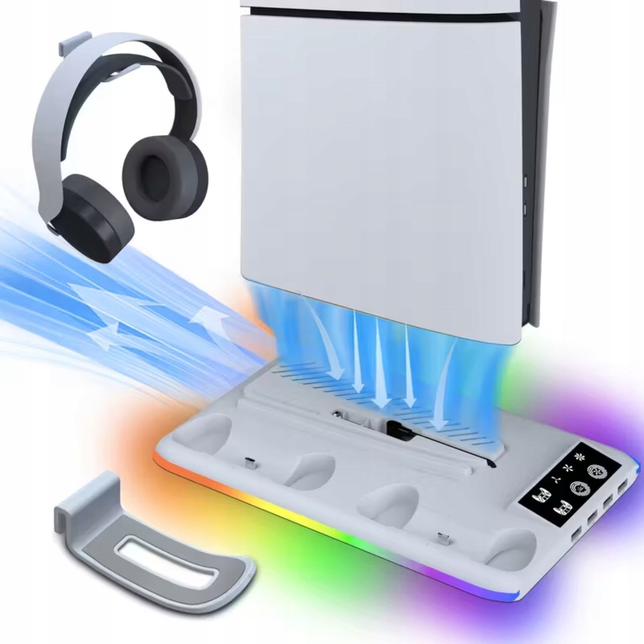 Chladicí stanice PS5 Nabíjení Rgb Padů Podstavec pod konzolu Ventilátor