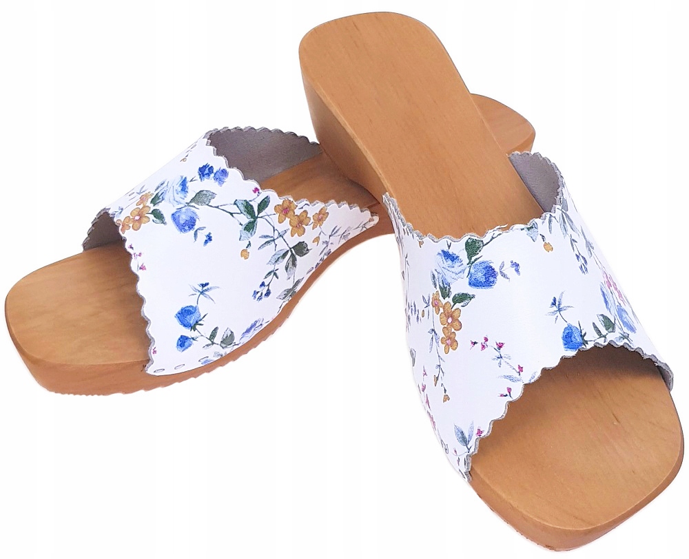 Chodaki Drewniaki Medyczne Odkryte Kwiaty *39* PL Marka Halskór