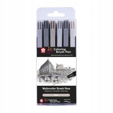 Koi Brush Set 6 šedých Sakura