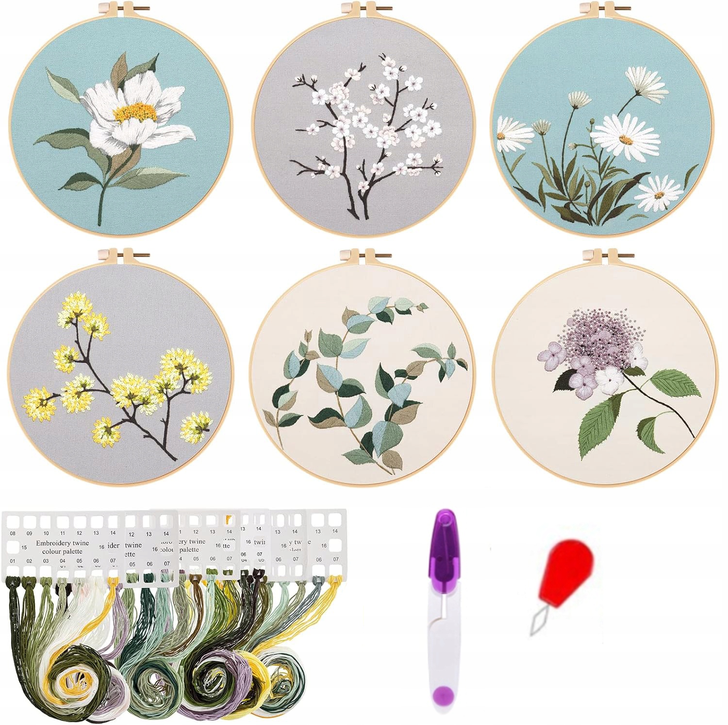 6 Zestaw Do Haftowania Tamborek Mulina Diy Dla Dzieci Początkujących kwiat