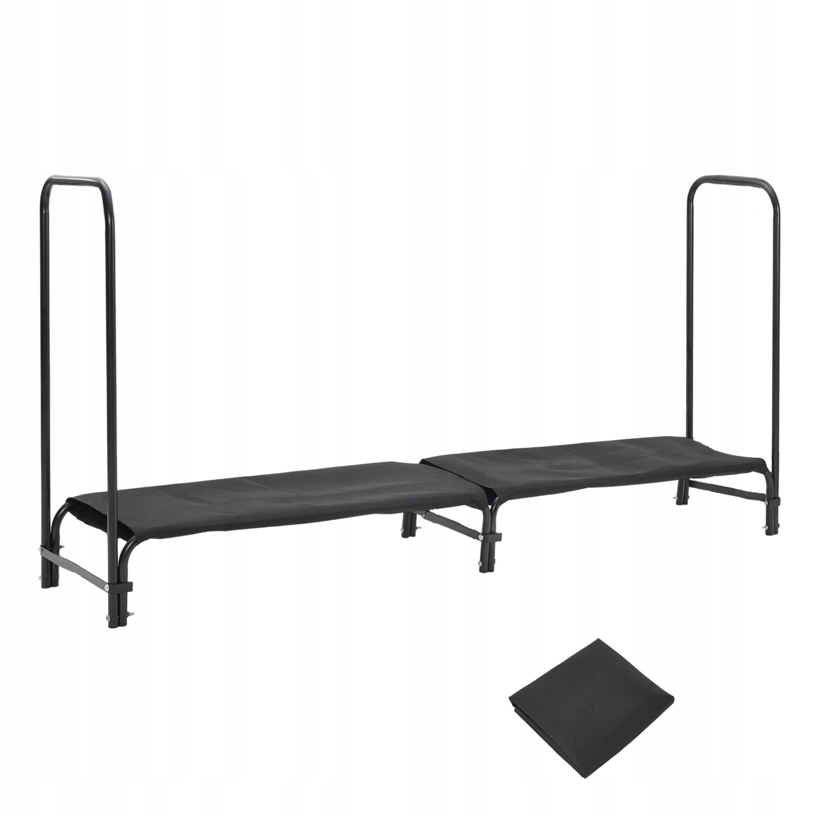 Odolný stojan na dřevo s plachtou, černý, 244 cm