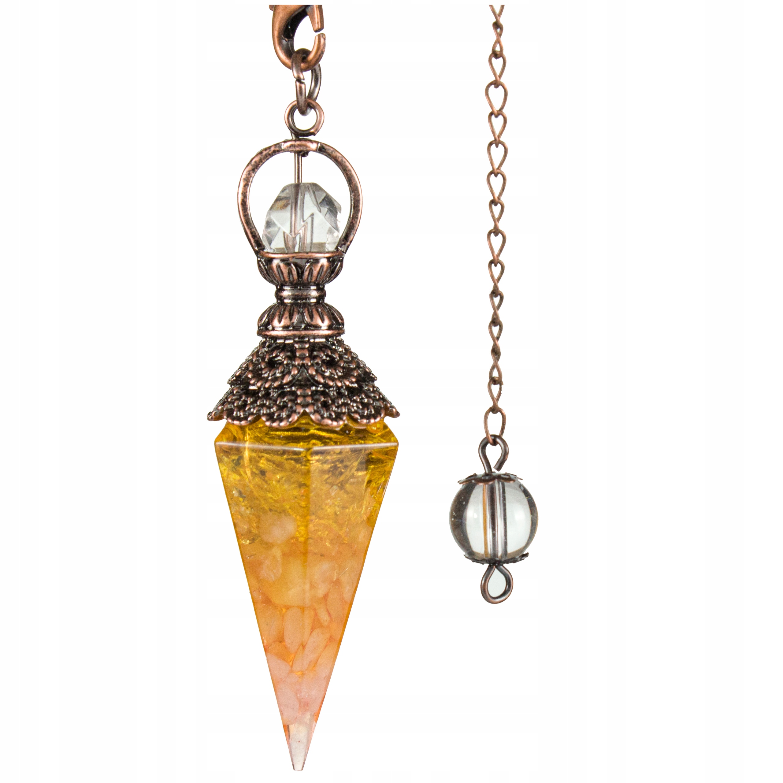 Piękne Wahadełko Orgonit Cytryn Kwarc Różowy Kryształ Miedź Wahadło