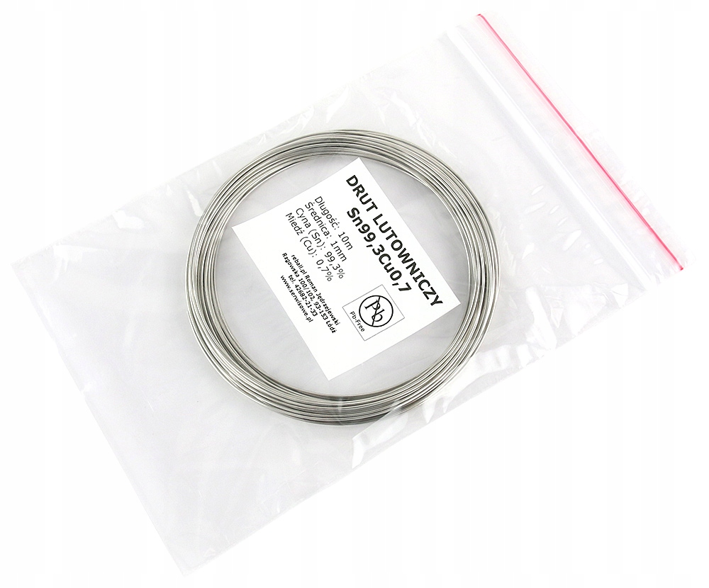 CYNA BEZOŁOWIOWA Sn99,3Cu0,7 ALUMINIUM MIEDŹ 10m