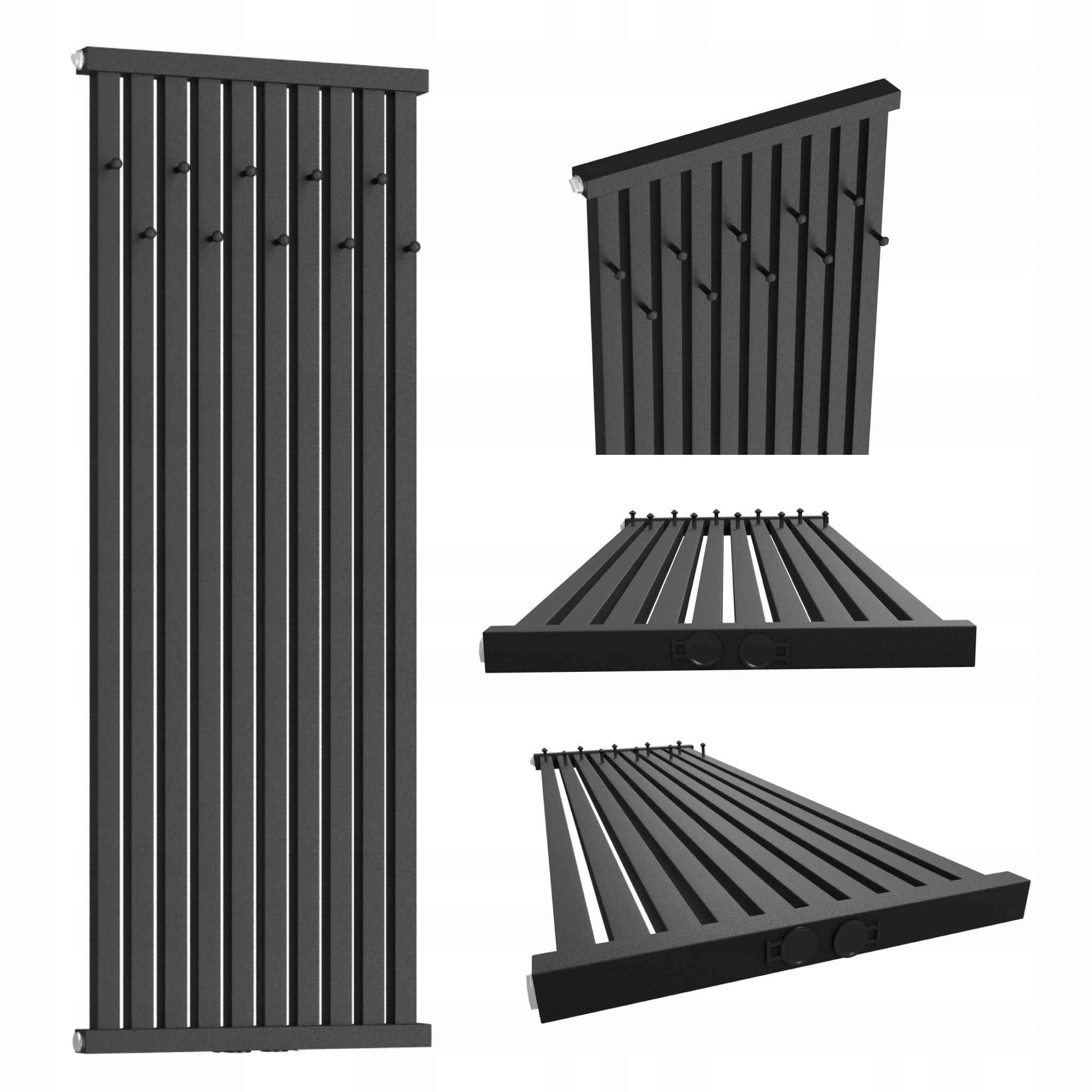 Dekorativní radiátor s věšáky Radiator Hook 160x46 Černá Struktura