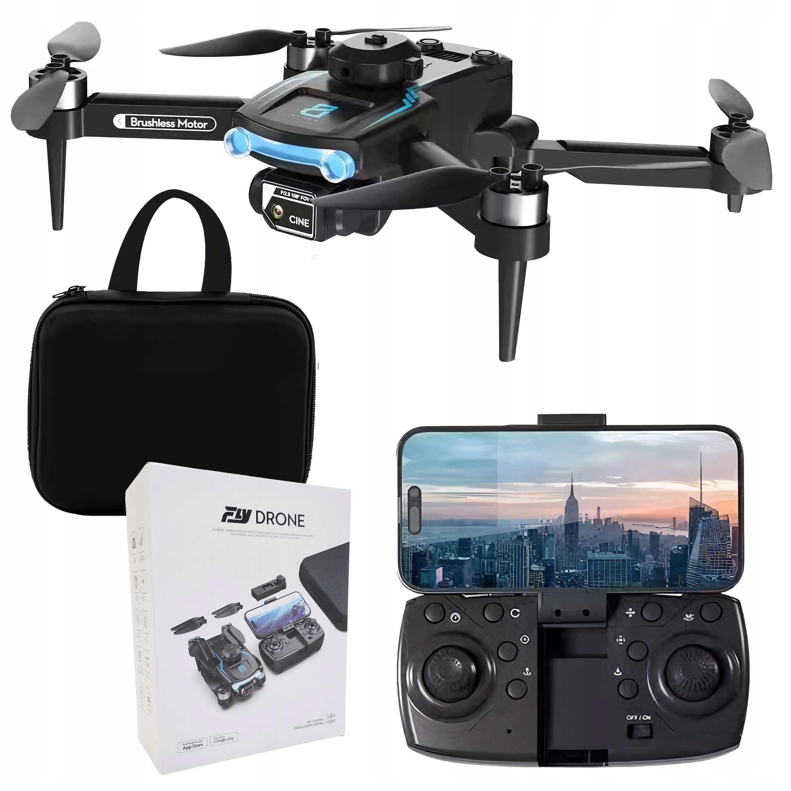 DRON Z KAMERĄ F169 WIFI RC SKŁADANY LED KONTROLER ETUI DLA DZIECI WIEK 14+