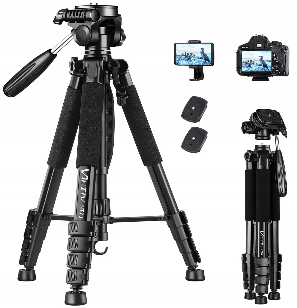 Stativ pro fotoaparát Victiv 185 cm, lehký, s odnímatelnou hlavou