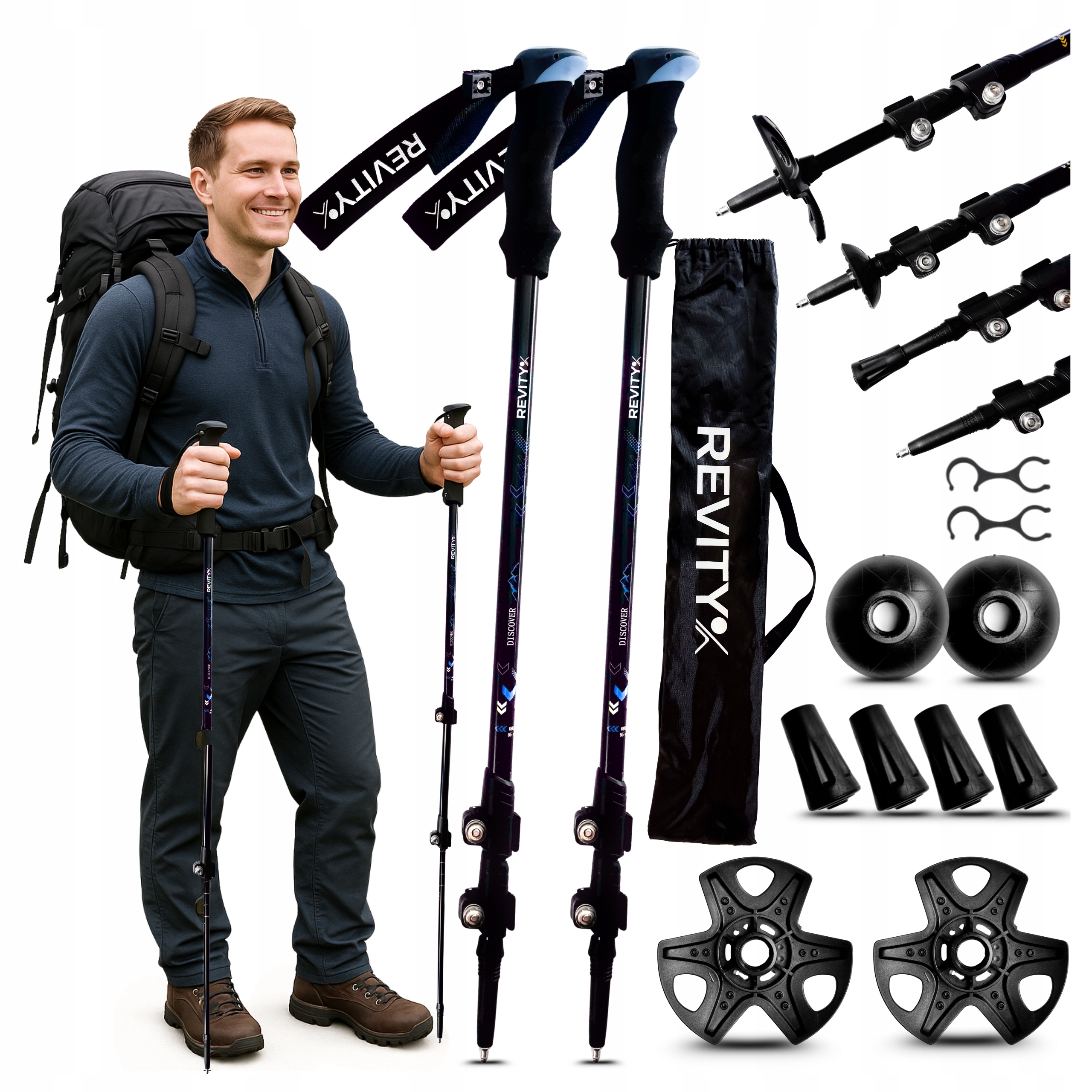 Kijki Do Nordic Walking Składane Kije Trekkingowe Teleskopowe Lekkie Trwałe