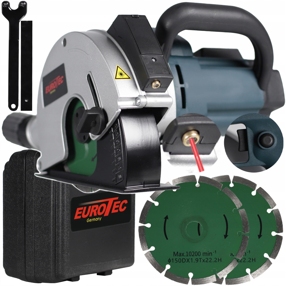 Bruzdownica Elektryczna Do Betonu Regulacja 3100 W Laser Zestaw 2 Tarcze