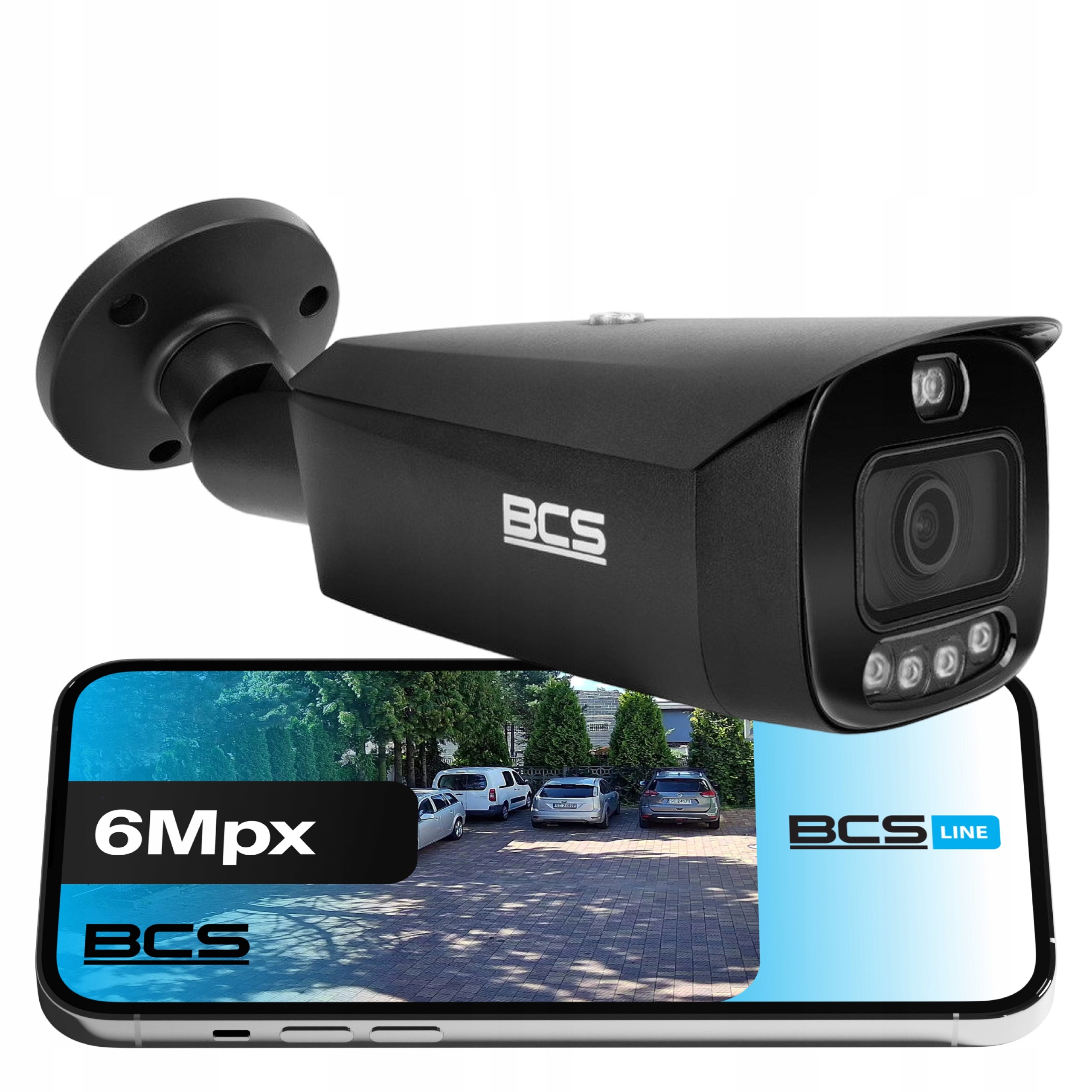 Tubulární Ip kamera Bcs grafitová 6 Mpx NightColor Ir Led 50 m PoE AcuPick