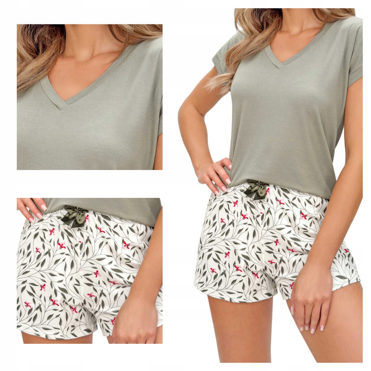 Donna Dámské pyžamo z viskózy s krátkým rukávem Melisa short olivová 2XL