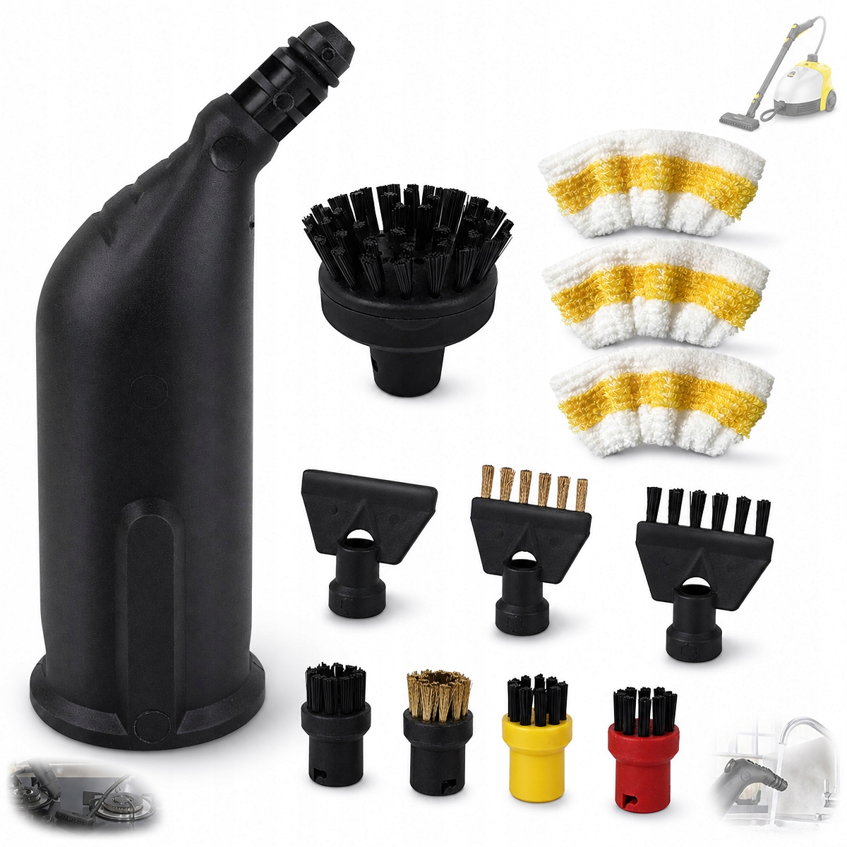 Zestaw Akcesoriów Do Parownic Karcher Sc 1 2 3 4 5 szczotki Żółte Czarne
